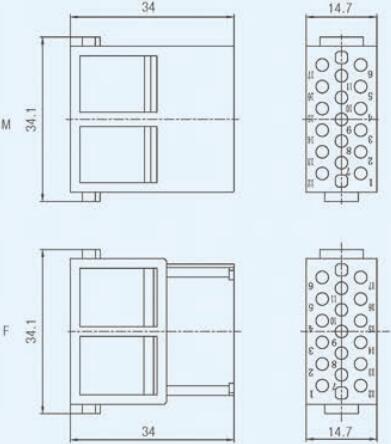 Specifications of HDC-HMD17-MCFC Rectangular Connectors