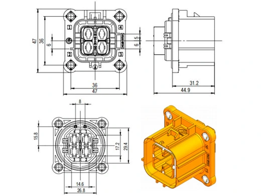 The Details of YGEV2-4pin Series Electrical Connectors