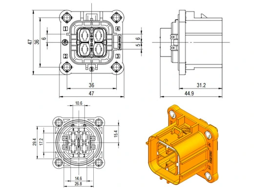 The Details of YGEV2-4pin Series Electrical Connectors